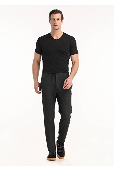 Ramsey Black Plain V-Neck Cotton Blended T-Shirt