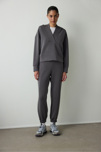 Penti Anthracite Hooded Modal Crop Sweatshirt