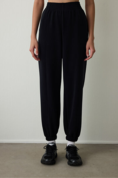 Penti Black High Waist Modal Jogger with Stitching Detail