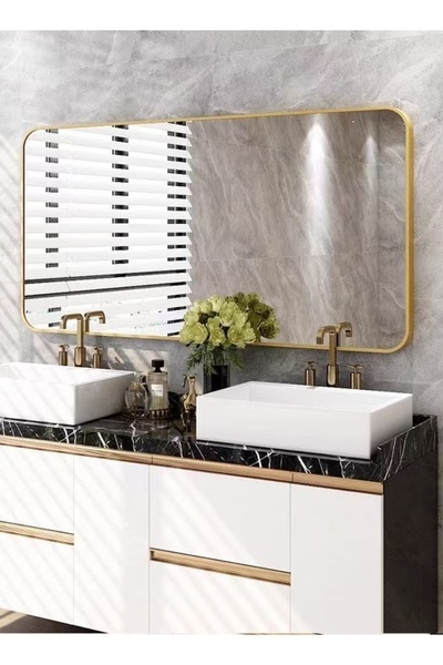 Raffine Wall Mounted Bathroom Vanity Makeup Mirror Aluminum Frame 80x60 cm