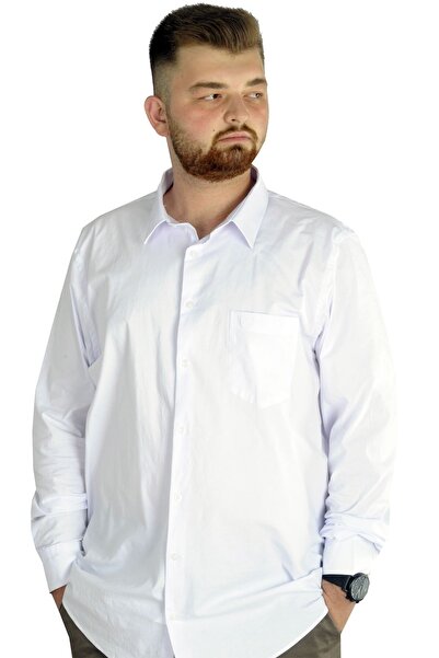 ModeXL Mode Xl Plus Size Men's Classic Pocket Shirt Lycra 20350 White