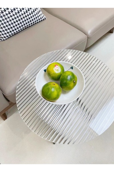 Raffine 2-Tier Round End Table with Tempered Glass Top & Metal Legs, 40x59 cm