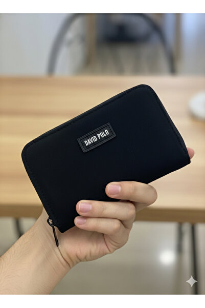 PurpleART Women's Black Printed Zipper Polo Embroidered Mini Wallet 8X13Cm