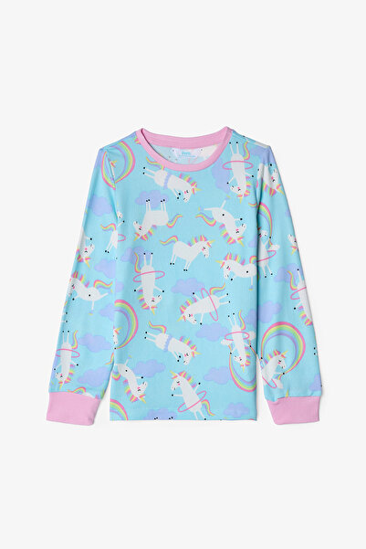 Penti Set de pijamale cu model unicorn pentru fetiță albastru deschis