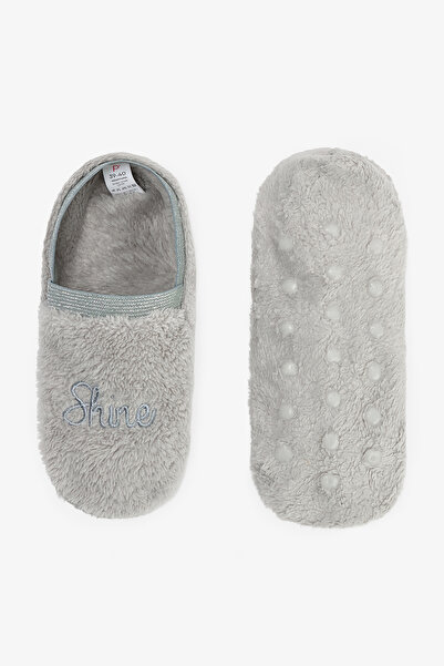 Penti Covoraș de casă brodat cu dungi strălucitoare gri deschis