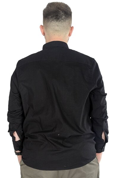 ModeXL Pánská plátěná kapesní košile Mode Xl Large Size 20386 Černá