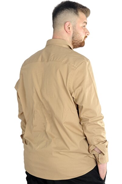 ModeXL Mode Xl Large Size Men's Classic Shirt Lycra 20351 Beige