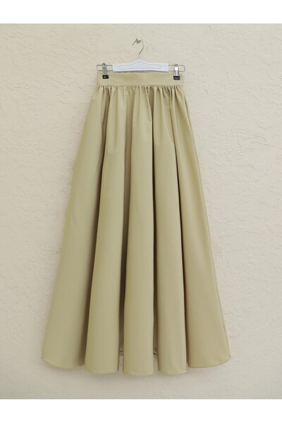 Modamorfo Pocketed pleated bondit skirt - beige