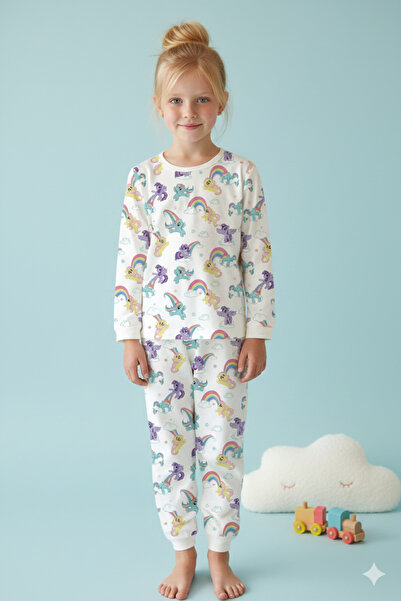 ROSAMİNA Girl's 100% Cotton Fluffy Giraffe Pajama Set