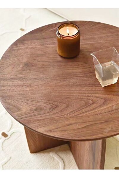 C&C Home Modern Multifunction Geometric Design Solid Wood Round Coffee/Side Table, 50x50 cm