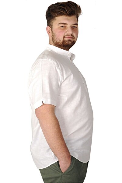 ModeXL Mode Xl Large Size Men's Short Sleeve Stand Collar 20387 White