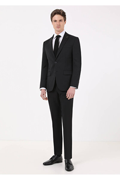 Ramsey Black Plain Modern Fit 100% Wool Suit