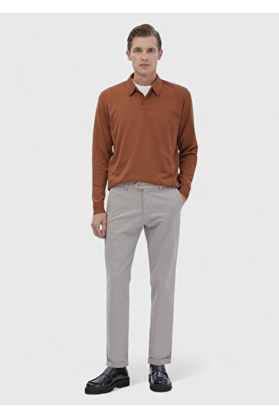 Ramsey Beige Plain Woven Regular Fit Casual Cotton Blended Trousers