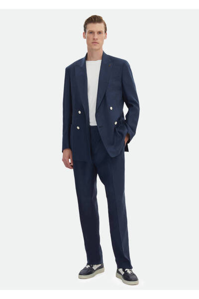 Ramsey 100% Linen Navy Blue Slim Fit Suit