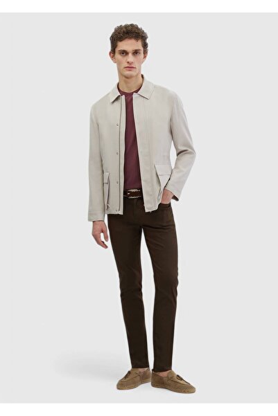 Ramsey Μπεζ πουκάμισο με κανονική εφαρμογή με γιακά casual υφαντό παλτό