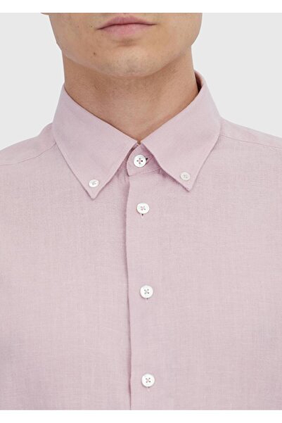 Ramsey Ροζ ίσιο πουκάμισο Casual Fit Woven Casual Cotton Blend