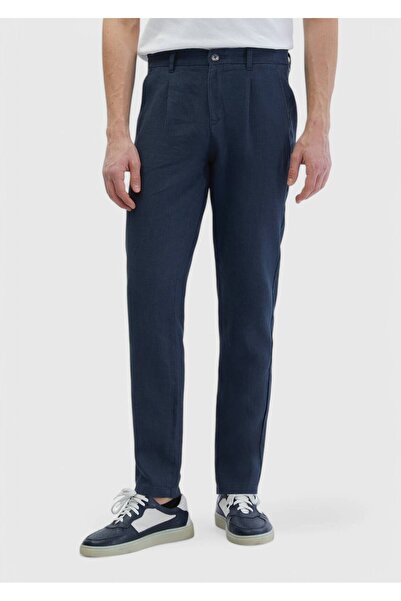 Ramsey Anthracite Plain Woven Jogging Fit Casual 100% Linen Trousers