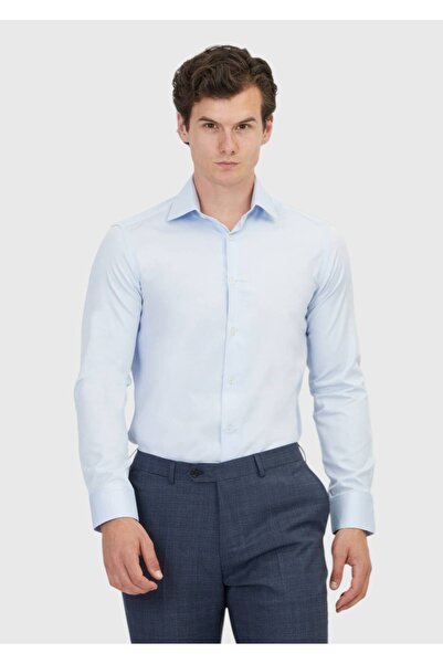 Ramsey Light Blue Plain Slim Fit Woven Classic 100% Cotton Shirt