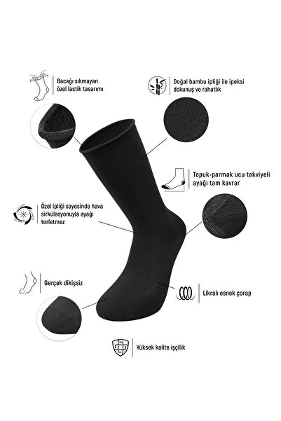 Bolero Men's Roll Top Elasticless Bamboo Socks Black Stitch-Free