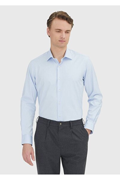 Ramsey Light Blue Regular Fit Woven Classic 100% Cotton Shirt