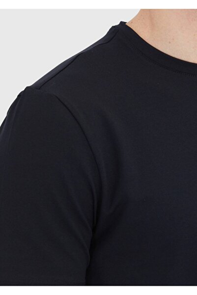 Ramsey Black Plain Crew Neck Cotton Blended T-Shirt