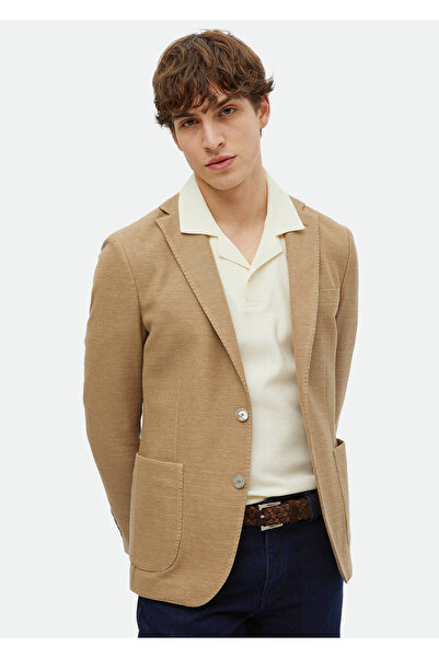 Ramsey Mink Color Slim Fit Cotton Blend Knitted Jacket