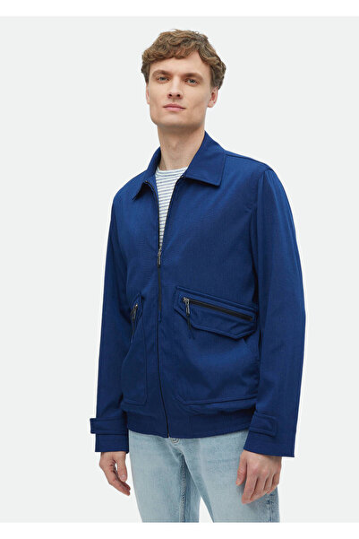 Ramsey Μπλε Navy Regular Fit Πουκάμισο με γιακά Casual Woven Παλτό