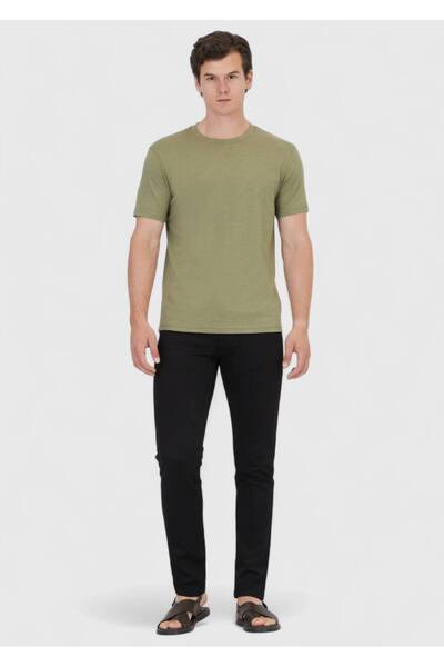 Ramsey Khaki Plain Crew Neck 100% Cotton T-Shirt