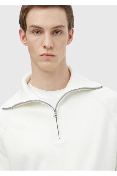 Ramsey Екрю напіврибальський комір, прямий трикотажний светр