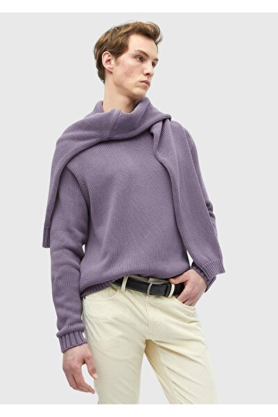 Ramsey Μωβ Crew Neck Πλεκτό Πουλόβερ Σελάντικ 100% βαμβάκι