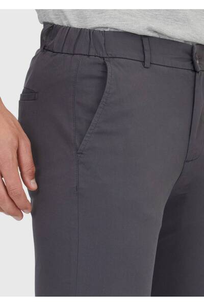 Ramsey Anthracite Plain Woven Jogging Fit Casual Cotton Blend Trousers