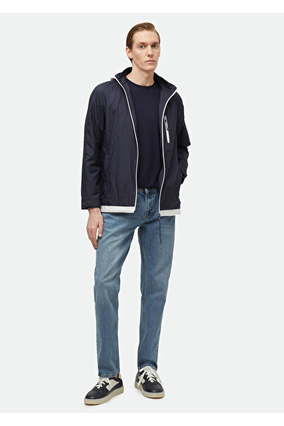 Ramsey Μπλε Navy Regular Fit με κουκούλα τζιν υφαντό παλτό