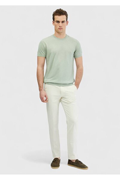 Ramsey Відкритий зелений велосипедний комір Плоский трикотаж з додаванням льону