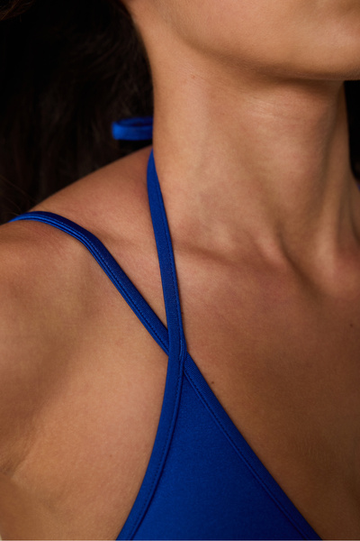 Penti Blue Bikini Top with Layered Minimal Cut Tie Detail