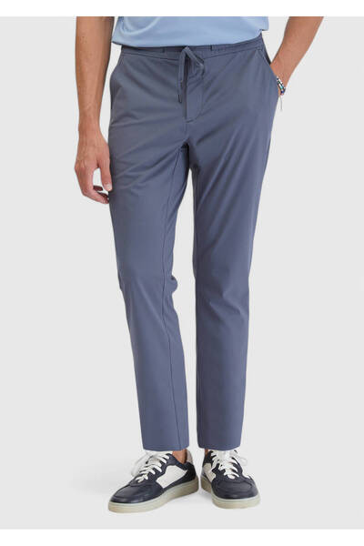 Ramsey Μπλε ίσιο υφαντό παντελόνι Jogging Fit Casual