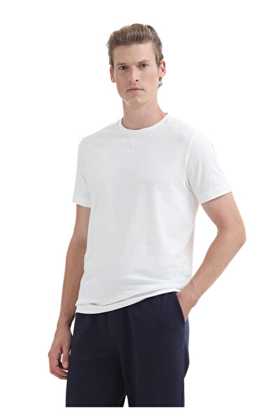 Ramsey Ecru Plain Crew Neck 100% Cotton T-Shirt