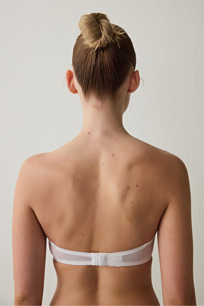 Penti White Gathering Underwire Strapless Lotus Bra Without Padding