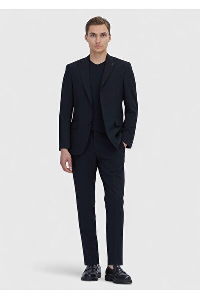 Ramsey Black Micro Modern Fit Wool Blended Suit