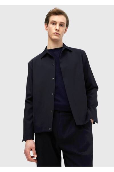 Ramsey بدلة كاجوال من الصوف بنسبة 100% باللون الأزرق الداكن