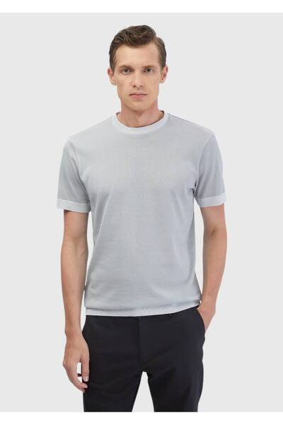 Ramsey Light Gray Plain Crew Neck 100% Cotton T-Shirt