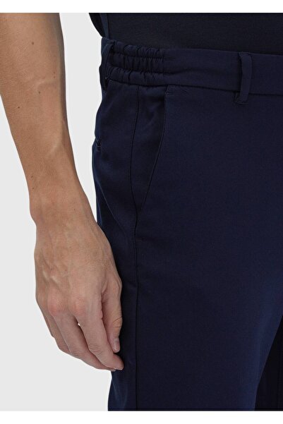 Ramsey Μπλε Navy Plain Woven Jogging Fit Casual βαμβακερό παντελόνι