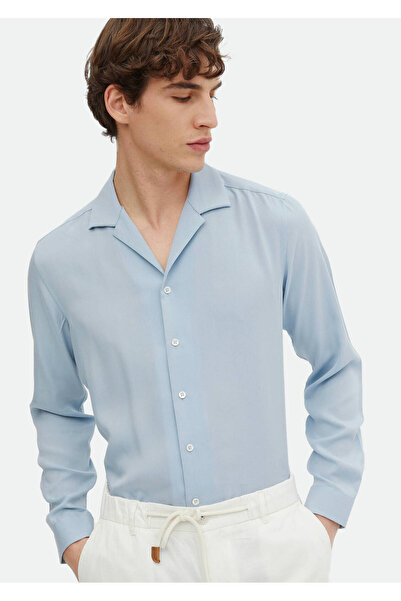 Ramsey Μπλε υφαντό κλασικό πουκάμισο με κανονική εφαρμογή