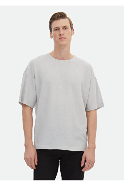 Ramsey Μπλουζάκι Crew Neck Ανοιχτό Γκρι Ζακάρ 100% Βαμβάκι