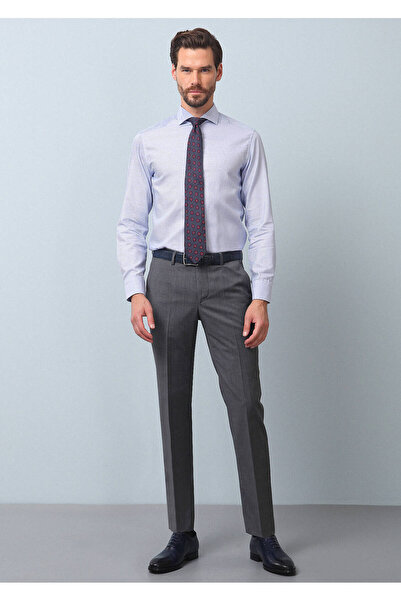 Ramsey Γκρι ίσιο ύφασμα Modern Fit Classic 100% μάλλινο παντελόνι