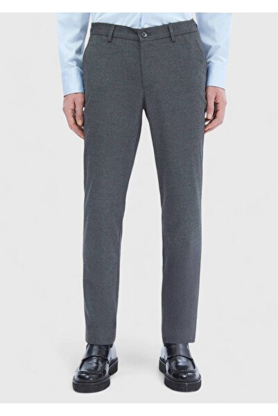 Ramsey Gray Plain Woven Jogging Fit Casual Trousers