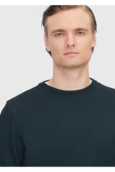 Ramsey Πράσινο πουλόβερ με λαιμόκοψη από μασίφ πλεκτό μάλλινο πλεκτό πουλόβερ