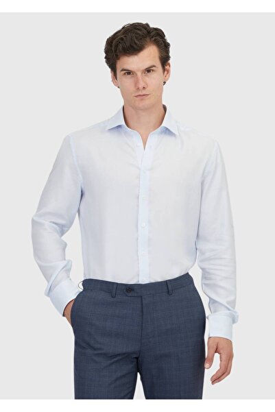 Ramsey Cămașă clasică țesătă, albastră, dreaptă