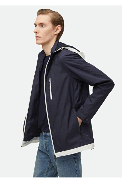 Ramsey Μπλε Navy Regular Fit με κουκούλα τζιν υφαντό παλτό