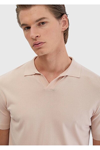 Ramsey Πλεκτό πλεκτό ροζ πόλο με λαιμόκοψη