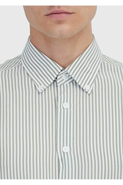 Ramsey Ανοιχτό πράσινο ριγέ Casual Fit υφαντό πουκάμισο casual